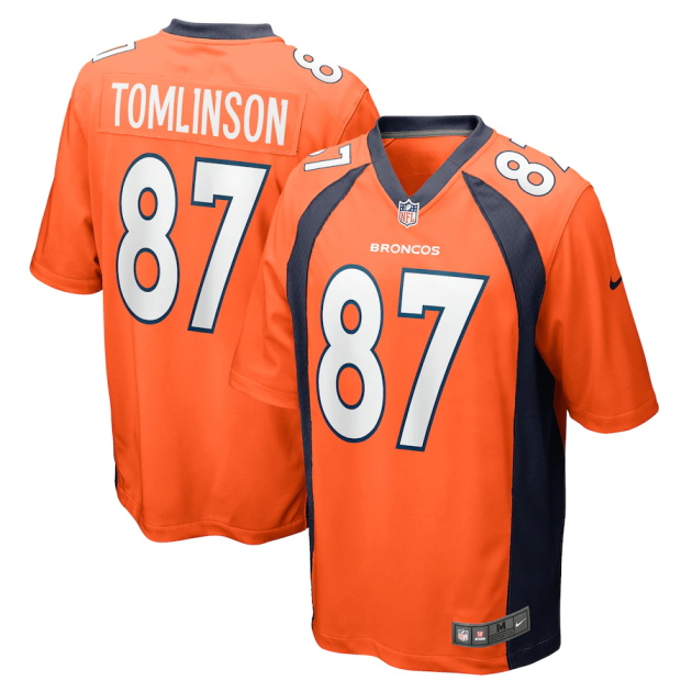 mens nike eric tomlinson orange denver broncos game player jersey